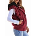 thumbnail image 2 of Women Cropped Hooded Zip Up Quilted Sleeveless Jackets Fall Light-Weight Coat with Pockets Wine Red S, 2 of 8