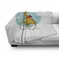thumbnail image 2 of Dinosaur Bicycle Soft Flannel Fleece Blanket, Happy Friendly Dragon Traveler with a Girl and a Cat Nursery Cartoon Print, Cozy Plush for Indoor and Outdoor Use, 70" x 90", Multicolor, by Ambesonne, 2 of 5