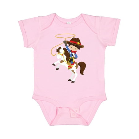 

Inktastic Cowboy Sheriff Horse Lasso Western Brown Hair Gift Baby Boy Bodysuit