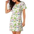 thumbnail image 2 of Balery Happy Easter Camisón de manga corta con cuello redondo para mujer, cómodo y elegante., 2 of 6