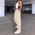 thumbnail image 3 of Pantalones cargo Lepunuo de cintura alta para viajes, ropa urbana, beige, mujer, 3 of 7