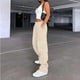 thumbnail image 3 of Pantalones cargo Lepunuo de cintura alta para viajes, ropa urbana, beige, mujer, 3 of 7