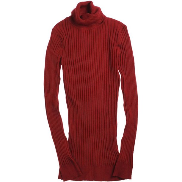Suéter de punto elástico de Cuello alto para mujer Grane Rojo Mediano