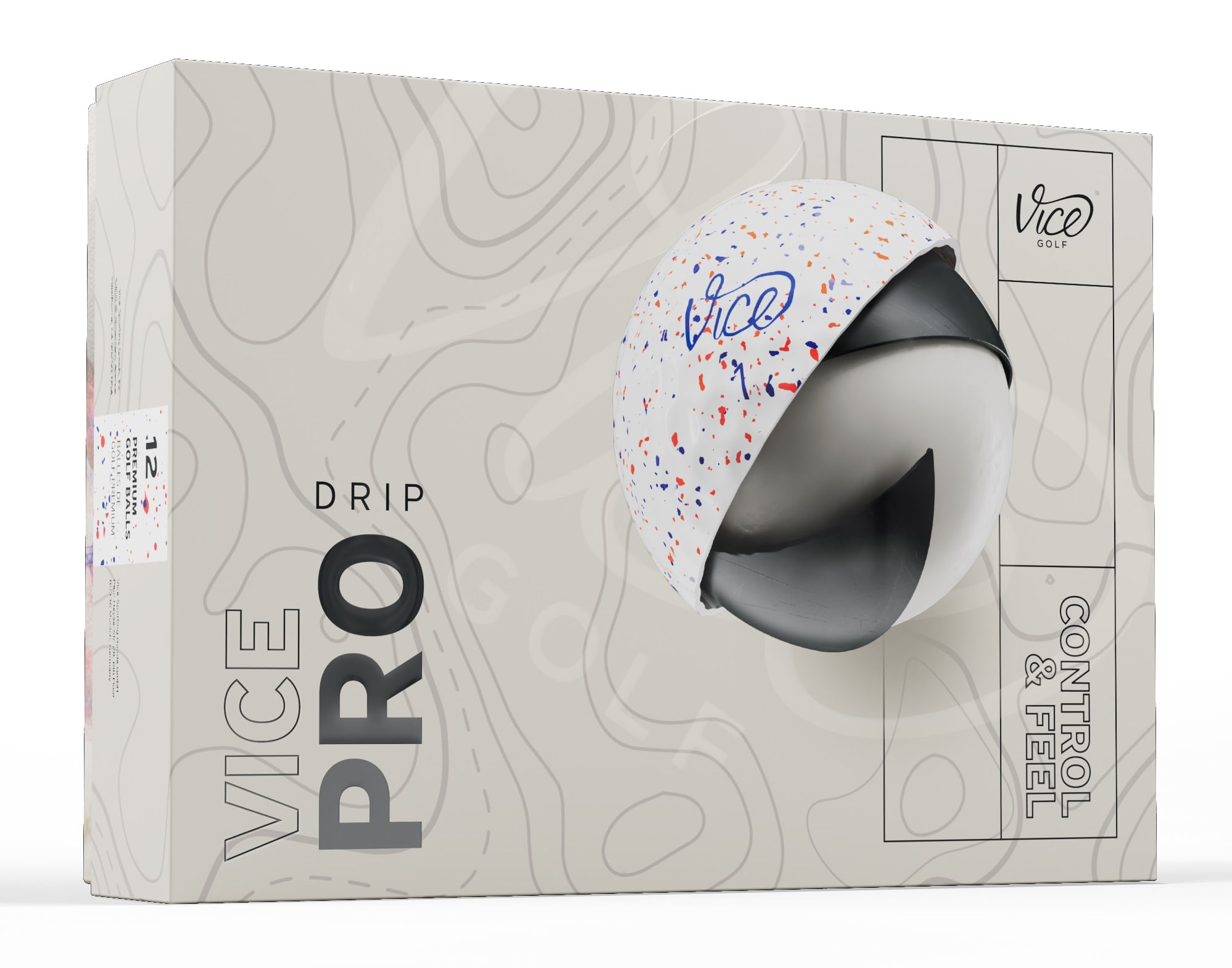 (4 pack) Vice Pro Drip 2024 Golf Balls, Blue/Red, 1 dozen
