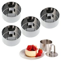 HEMOTON 4 Pcs Cake Tin Stainless Steel Mousse Mold Cake Mold 8X8X4cm Silver