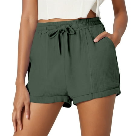 Women s Solid Color Casual Jean Shorts for Women Drawstring Pocket Shorts Stylish Women Boy Shorts Underwear Plain Weave Beach Shorts Sleep Shorts for Women Womens Shorts Short