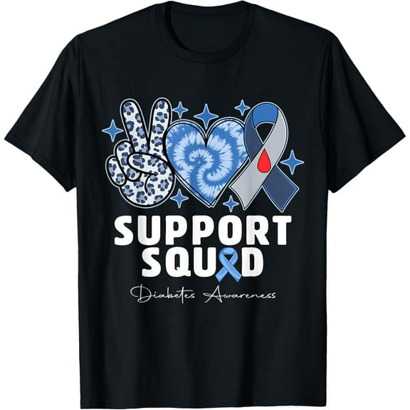 Support Squad Diabetes Awareness T1D Type 1 Men Women Kid T-Shirt