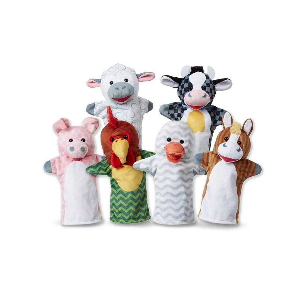 Melissa & Doug Barn Buddies Hand Puppets, Set of 6 (Cow, Sheep, Horse, Duck, Chicken, Pig