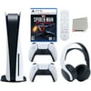 Sony Playstation 5 Disc Version (Sony PS5 Disc) with White Extra Controller, Headset, Media Remote, Marvel’s Spider-Man: Miles Morales Launch Edition and Microfiber Cleaning Cloth Bundle