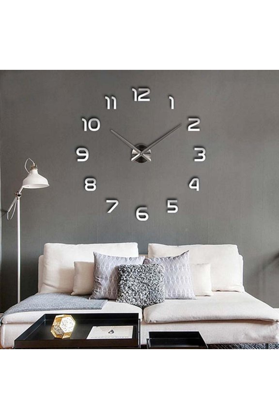 Leonard 3D Wall Clocks for Living Room Decor Room Wall Decor Big Wall Clock Wall Decor for Living Room Living Room Decorations Silver Decor for Living Room Living Room Decor