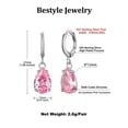 thumbnail image 5 of Bestyle Created Tourmaline Dangle Earrings Women Sterling Silver Hoop Earrings Teardrop Birthstone Ear Charms for Wedding Birthday Everyday Wear, 5 of 8