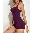 thumbnail image 2 of SWSMCLT Women's One Piece Bathing Suit Beach Padded Fashion Swimsuit Swimsuit Full Coverage Swimming Boyleg Burgundy Large, 2 of 4
