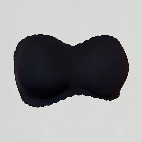 Xijirk Women's Plus Size Strapless Scalloped Bandeau Bra Push-Up Support with Side Closure for Everyday Wear,2XL