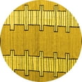 thumbnail image 1 of Ahgly Company Machine Washable Indoor Round Abstract Yellow Modern Area Rugs, 8' Round, 1 of 4