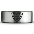 thumbnail image 2 of Tungsten Football Player Band Ring 8mm Men Women Comfort Fit Brushed Gray Flat Cut Black Polished, 2 of 4