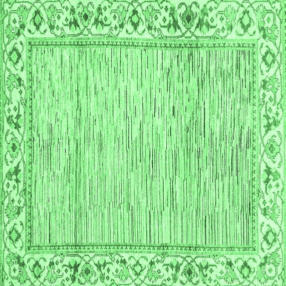 Ahgly Company Indoor Square Abstract Emerald Green Modern Area Rugs, 4' Square