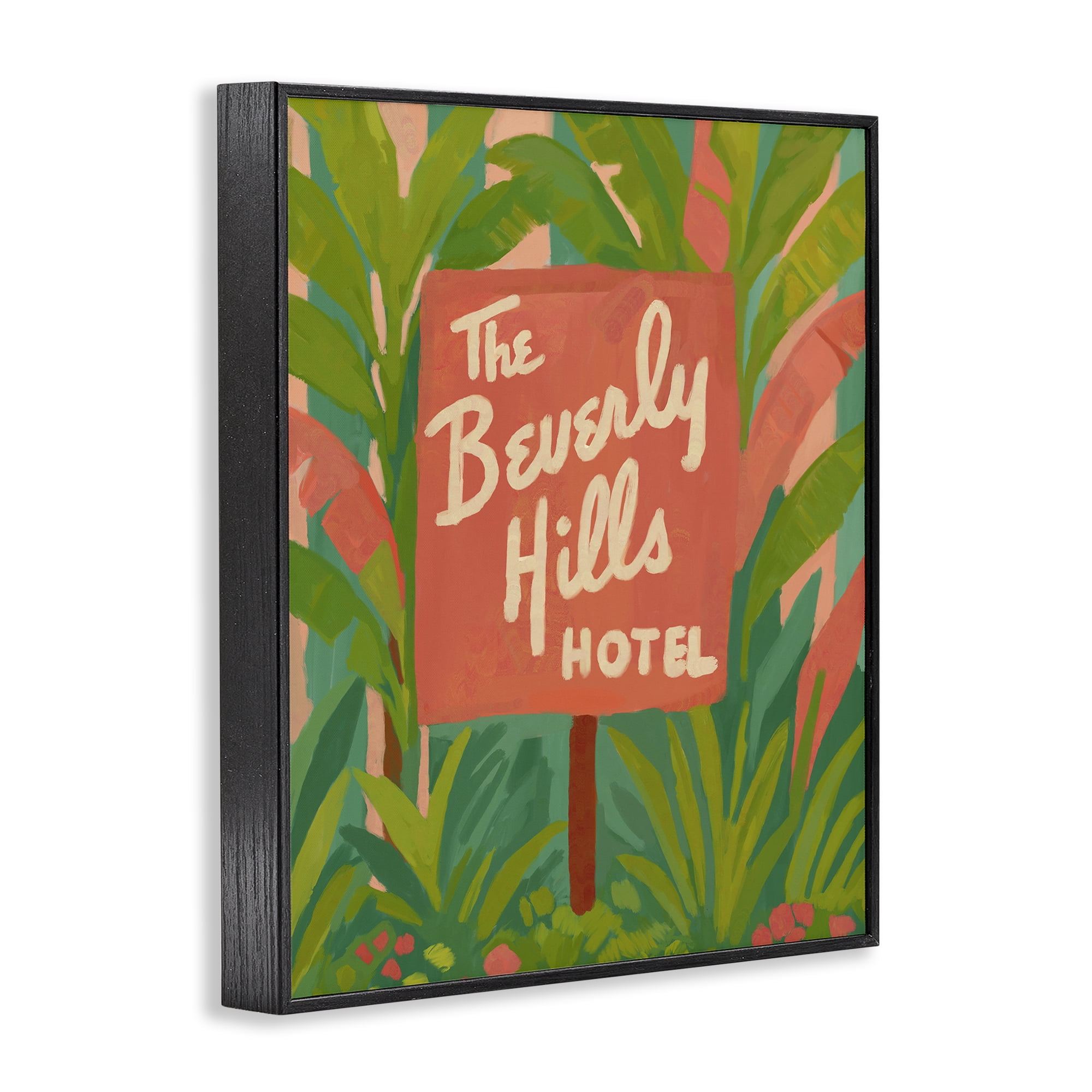 Stupell Industries Tropical Beverly Hills Hotel Black Framed Giclee Art, design by Amelia Noyes