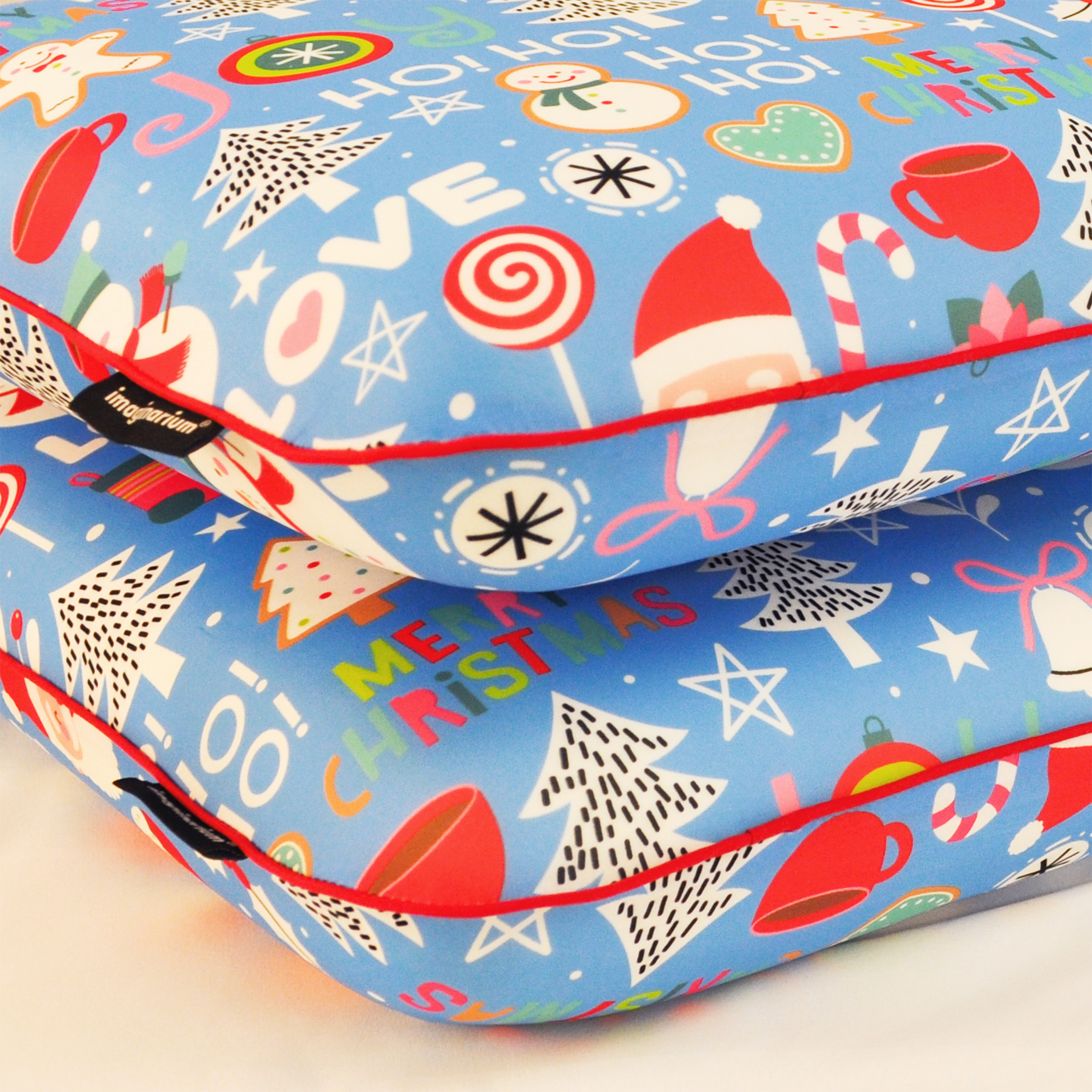 Imaginarium Memory Foam Fun Pillow with Cool-to-the-Touch Cover, Standard/Queen, 2-Pack, Holly Jolly Blue