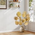 thumbnail image 5 of Artificial Golden Leaves with Stems Fake Gold Plants Foliage Stems Simulation Monstera Palm Leaves for Wedding Party Picks DIY Wreath Crafts Tabletop Vase Filler Decors, 1Pc(Gold6,14.1x3.9"), 5 of 9