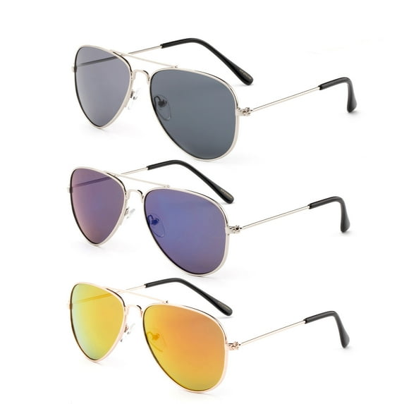 Newbee Fashion-Kyra Kids Classic Aviator Sunglasses Flash Mirror Lense Metal Frame UV Protection for Girls & Boys