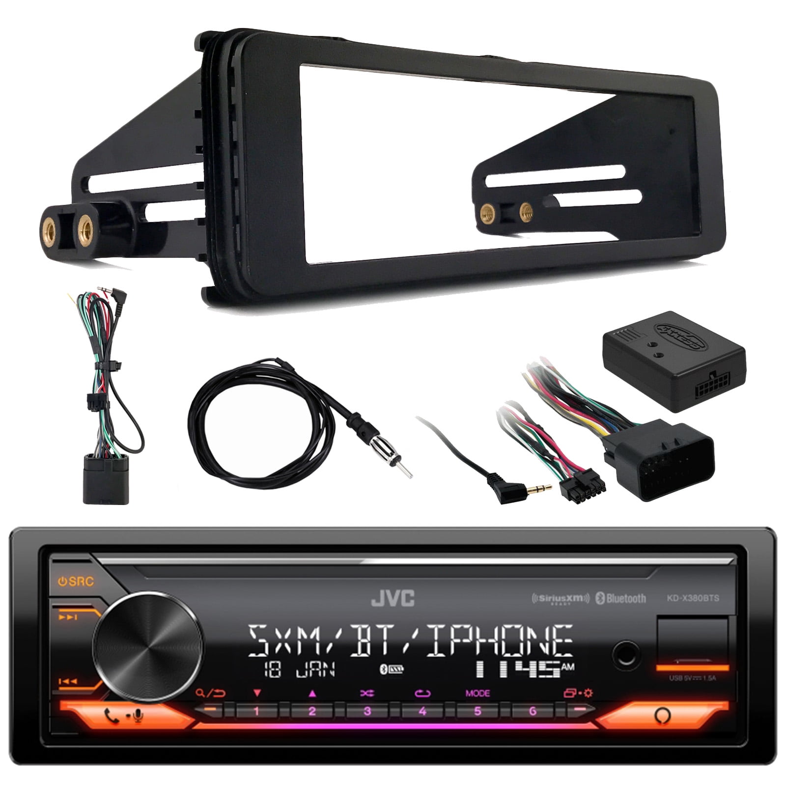 JVC KDX380BTS Single DIN Bluetooth USB AUX AM/FM Radio Stereo LED