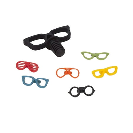 

7 Pcs Wine Stopper Drink Glass Markers Set Unique Eyeglass Shaped Wine Saver and Markers Silicone Beverage Bottle Stopper Sealing Plugs (Mixed Color)