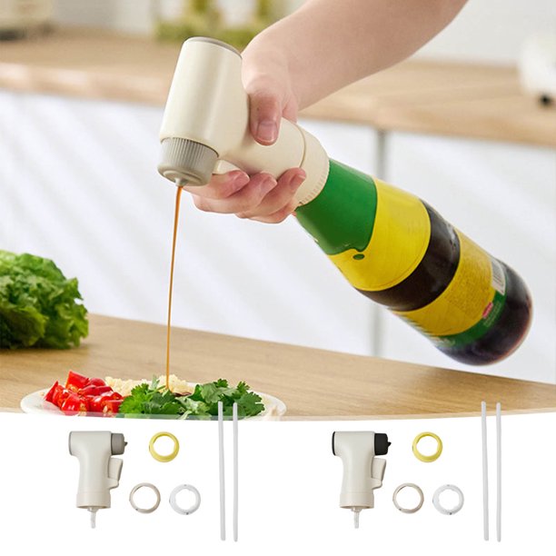 Bomba dispensadora de salsa de una mano para botellas - Boquilla de prensa a prueba de fugas con manguera ajustable y adaptadores para salsa de soja, kétchup y condimentos