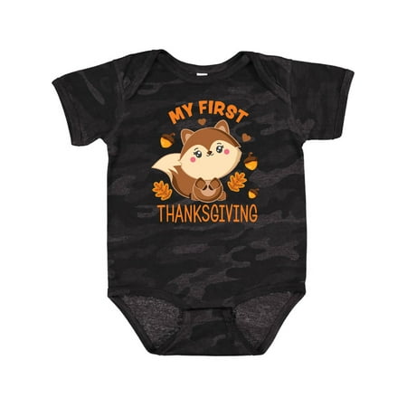 

Inktastic My 1st Thanksgiving with Squirrel and Acorns Gift Baby Boy or Baby Girl Bodysuit