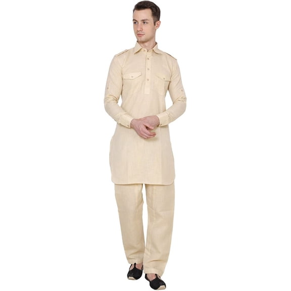 Royal Kurta Men's Linen Pathani Suit