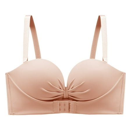 

ZMHEGW Bras for Women Comfortable Front Button Gather Adjustable Non Slip Traceless No Steel Rim Seamless Bralettes Underwear
