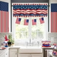 thumbnail image 2 of Independence Day USA National Flag Curtain Valances for Kitchen Windows,Rod Pocket Short Valance Red and Blue Star Stripe on Flax Window Treatment for Living Room Bathroom Bedroom,42" x 18"-1 Panel, 2 of 7