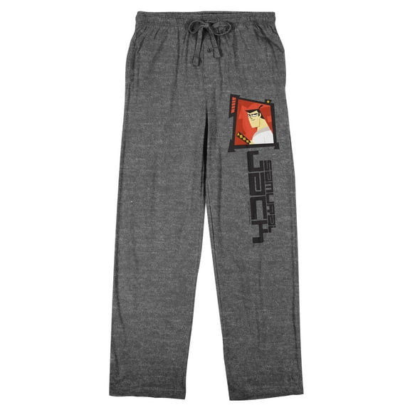 Samurai Jack Red Character Square Men's Heather Gray Sleep Pajama Pants-Large