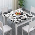 thumbnail image 3 of Black and White Halloween Doodle Pattern Square Fitted Tablecloth with Elastic Edge,Square Table Cover,Washable Elastic Table Cover for Home Kitchen Party Decor 34"x34", 3 of 6