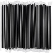 Jumbo Drinking Straws, Individually Wrapped Babo Straws,100 Pack 9.5 inch Long Extra Wide Smoothie 0.45 Black Disposable Boba Bubble Tea Straw,Milkshakes Slushies Straws