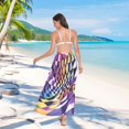 thumbnail image 7 of FORMRS Womens Long Sarong Beach Wrap Semi-Sheer Bikini Skirt Bathing Swimsuit Cover Up, Purple Wavy Plaid, 7 of 7