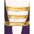 thumbnail image 7 of TiaoBug Women Liturgical Worship Dance Dress Metallic Patchwork Sides Split Lace-up Irregular Tunic Purple L, 7 of 7