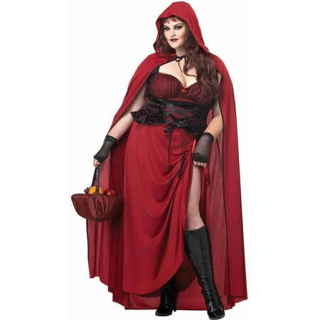 Dark Red Riding Hood Plus Size Women's Adult Halloween Costume