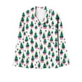 thumbnail image 6 of Riecok Pajama Sets for Women Long Sleeve Xmas Tree Printed Button up Shirt and Wide Leg Pant Cozy Sleepwear Matching Outfits, 6 of 7