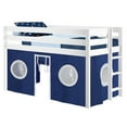 thumbnail image 4 of Bedz King Contemporary Low Loft Twin Bed with End Ladder, White with Blue & White Tent, 4 of 9