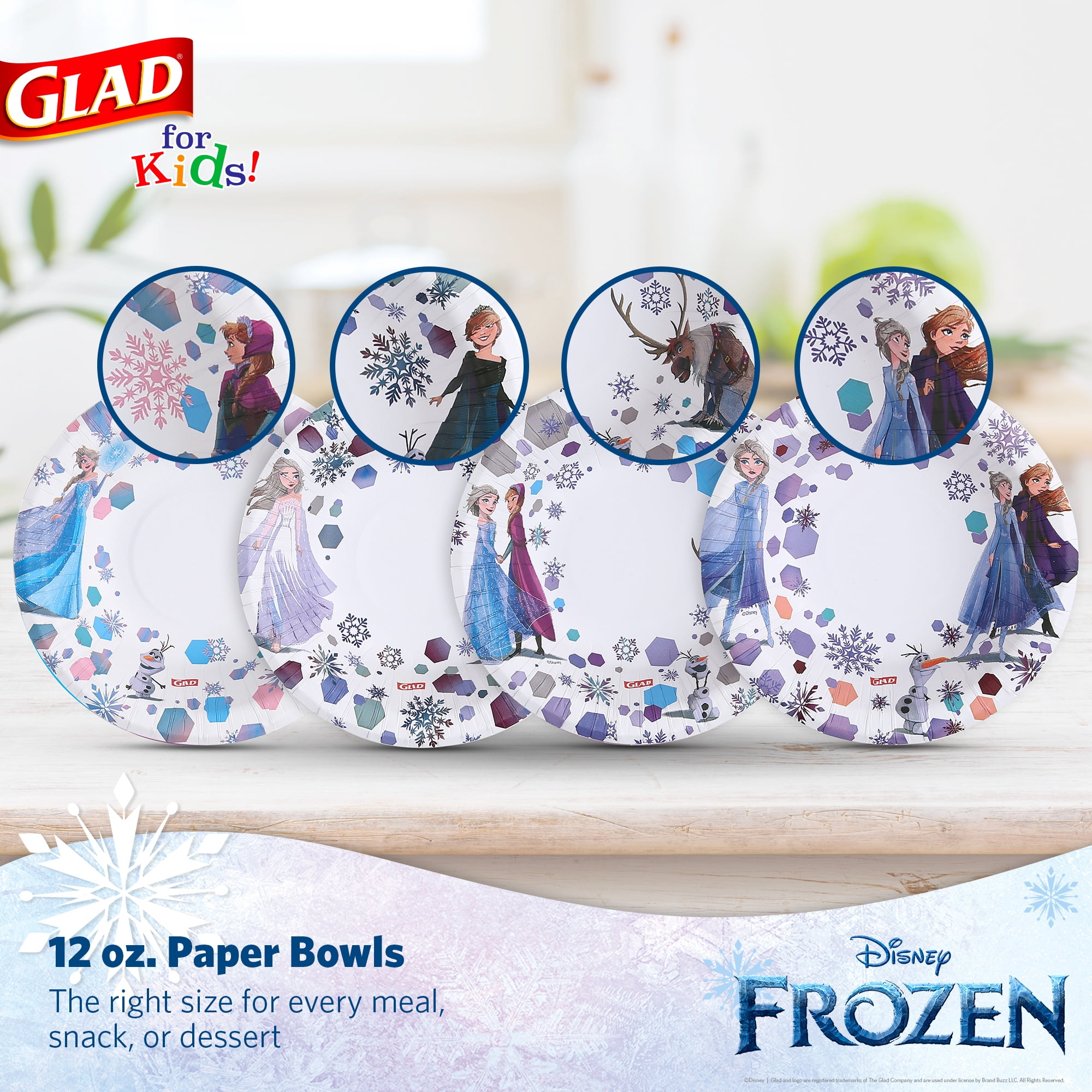 Glad Kids - 12oz Paper Bowls 40ct - Frozen - MIXED PACK