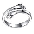 thumbnail image 2 of Minnieouse Love Hug Silver Color Ring Fashion Lady Anillo abierto Joyería Regalos para amantes Ropa, zapatos y accesorios Miscelánea plata, 2 of 6
