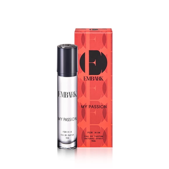 Embark My Passion For Him Eau de Parfum pour Homme 15 ml, 0,5 Fl. Oz. / Parfum Longue Tenue de Qualité Supérieure pour Garçons - avec des Notes de Bergamote, Géranium, Musc, Vanille et Cannelle / Cadeau Parfait pour Mari, Petit Ami