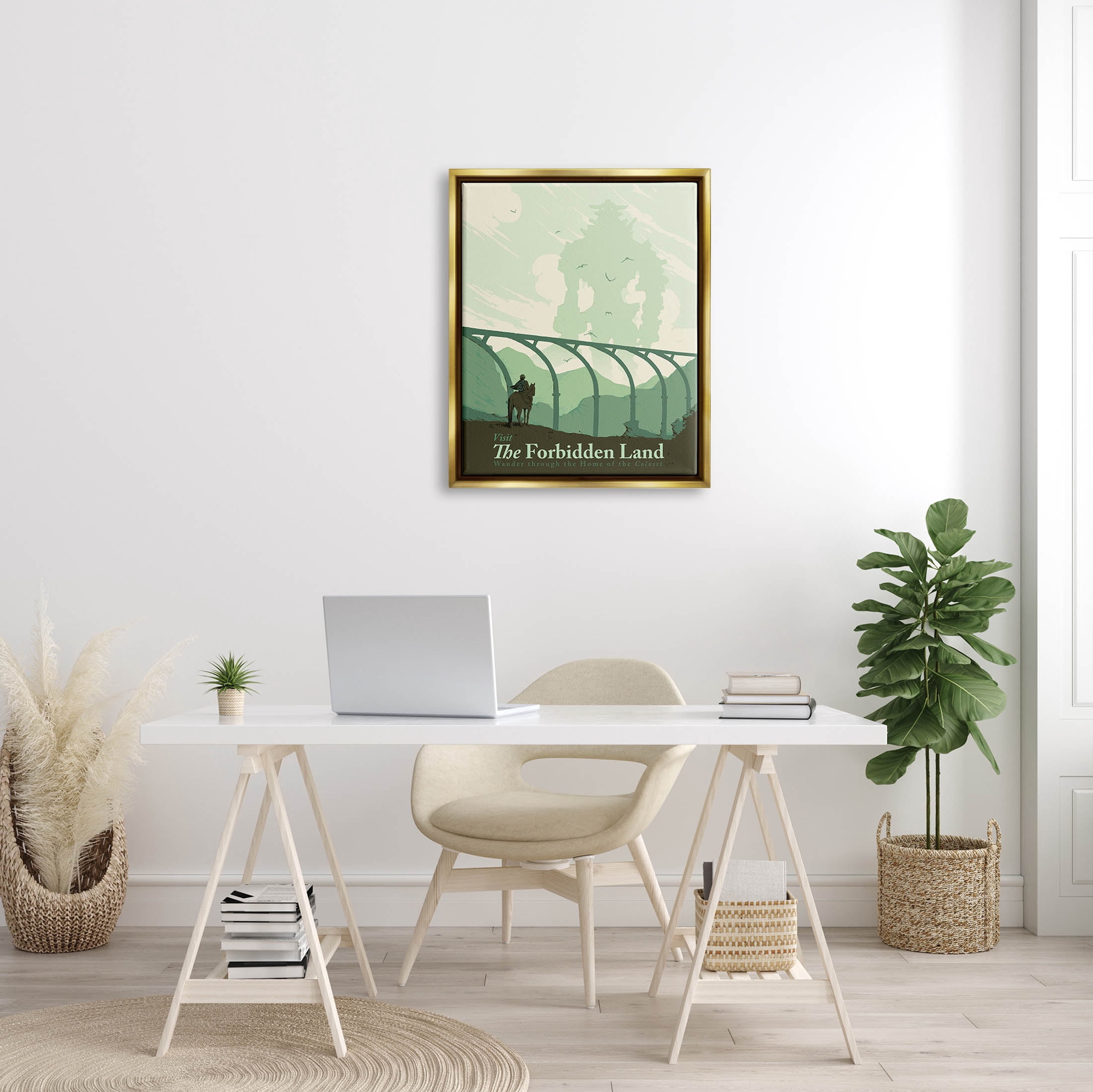 Stupell Industries Forbidden Land Intense Landscape Fantasy Graphic Art Metallic Gold Floating Framed Canvas Print Wall Art, Design by Matheus Lopes Castro