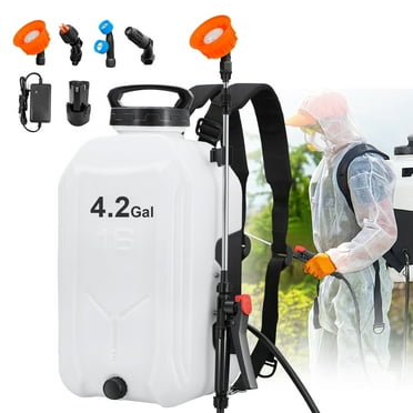 SideKing 4 Gallon Battery Powered Backpack Sprayer, 0-100 PSI Electric Backpack Sprayer with 12V Rechargeable Battery, Adjustable Pressure Pump, Telescopic Wand & 4 Nozzles for Lawn, Garden