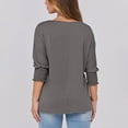 thumbnail image 4 of Liquidation! Hauts Grande Taille pour Femmes, Blouse à Manches Courtes d'Été pour Femmes, Blouse Décontractée Mode pour Femmes Manches 3/4 Unie Col en V, 4 of 5