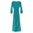 thumbnail image 5 of Maxi Dresses for Women 3/4 Length Lantern Sleeve Crewneck Tie Waist Dresses Wedding Guest Dress, 5 of 6
