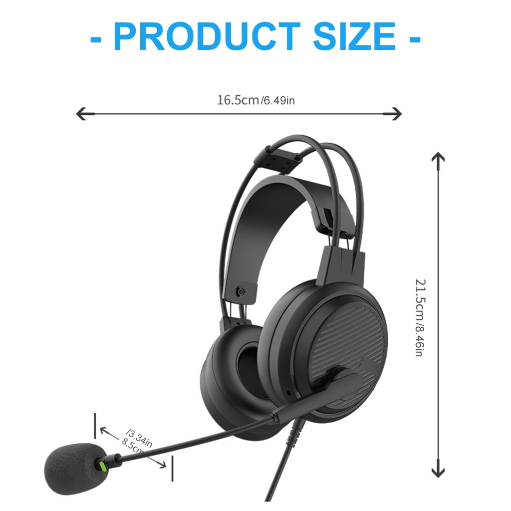 Jesscasday USB Corded Headphones Flexible Metal Microphone Arm Long Cord Immersive Sound