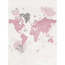 Pink and Grey World Map Canvas Print/Wall Art,Suitable for Living Room,Bedroom,Office,Nursery, and Hallway Decoration.