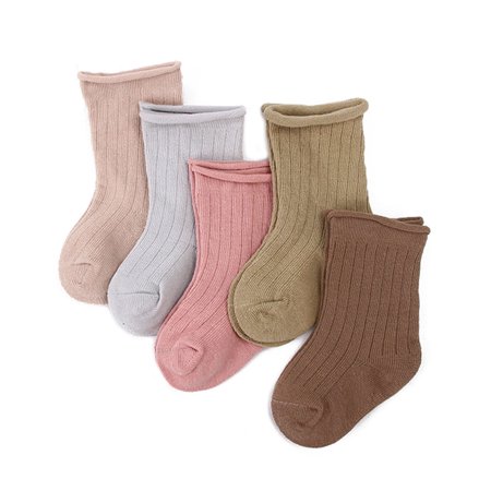 

5pairs/set Baby Ribbed Socks Solid Color0-11Y Kids Cotton Socks Baby Short Socks