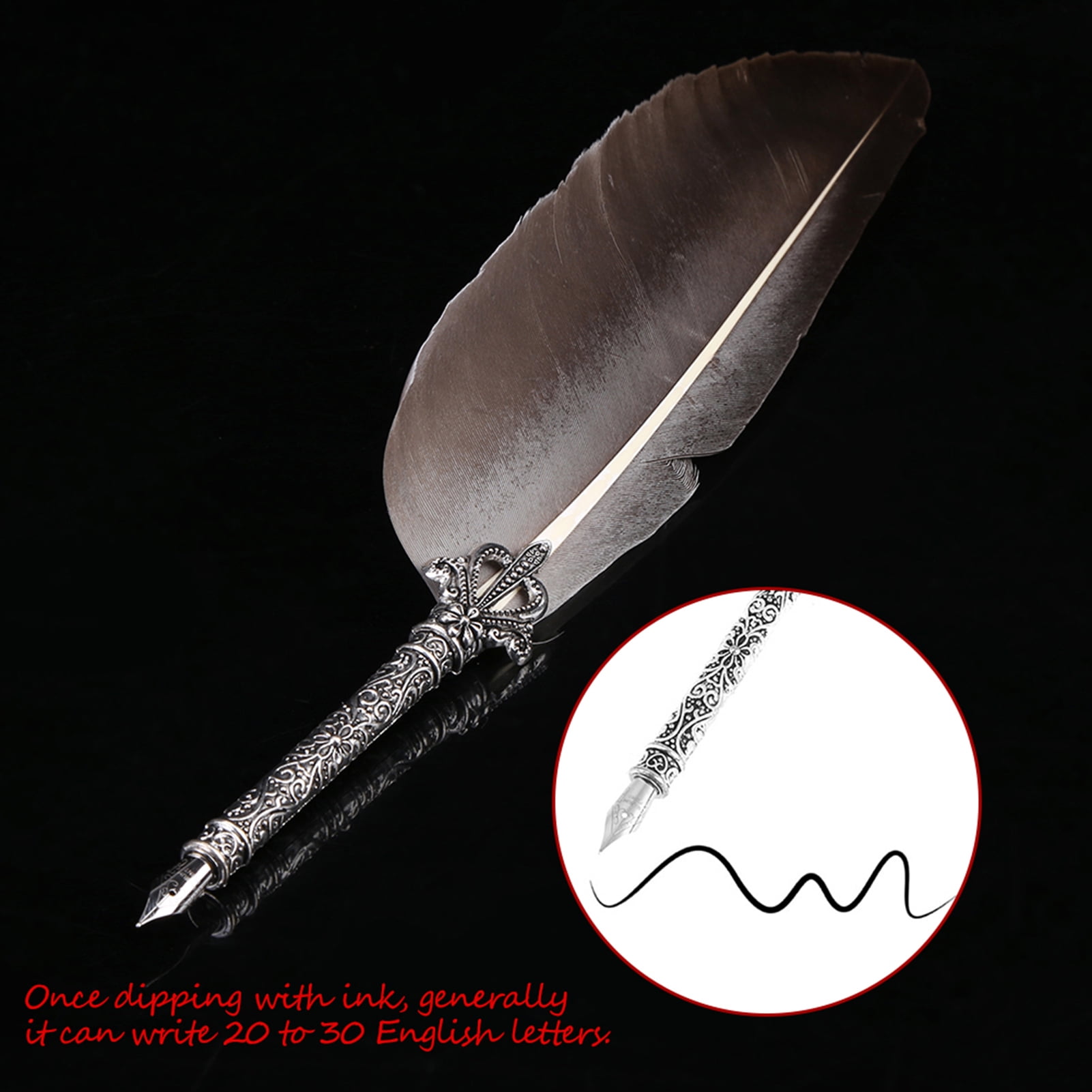 English Calligraphy Feather Dip Quill Pen Writing Ink Set Stationery Gift Box with 5 Nibs